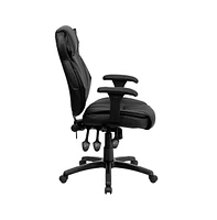 Emma+Oliver High Back Leather Multifunction Executive Swivel Ergonomic Office Chair With Lumbar Support Knob With Arms