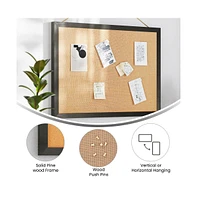 Clarey Linen Display Board With Wooden Frame And Push Pins