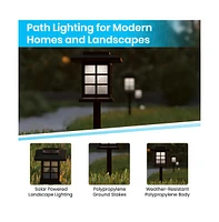Lantern Style All-Weather Outdoor Led Solar Lights, Powered Lights For Pathway, Garden, & Yard - Set Of 8