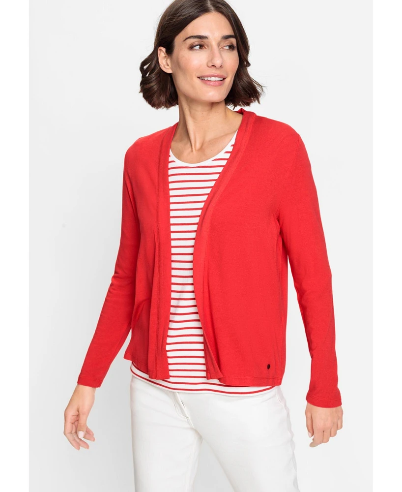 Olsen Women's Long Sleeve Open Front Fine Gauge Cardigan
