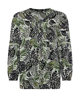 Olsen Women's Cotton Viscose Leaf Print Tunic Shirt