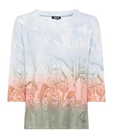 Olsen Women's 3/4 Sleeve Mixed Print Jersey Top