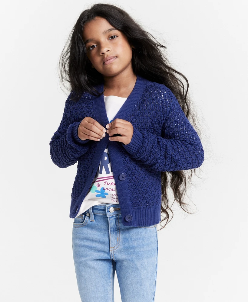 Epic Threads Big Girls Open-Stitch Cotton Cardigan, Created for Macy's