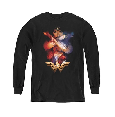 Wonder Woman Boys Movie Youth Arms Crossed Long Sleeve Sweatshirts