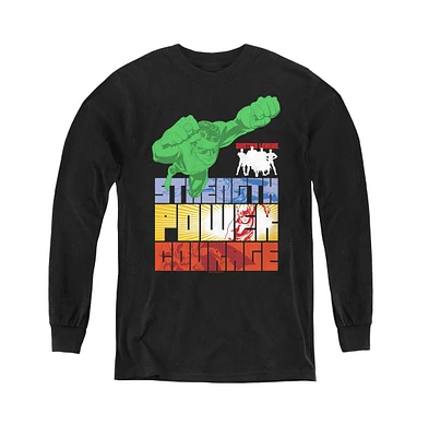 Justice League Boys of America Youth Heroic Qualities Long Sleeve Sweatshirts