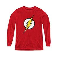 Justice League Boys of America Youth Flash Logo Long Sleeve Sweatshirts
