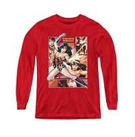 Justice League Boys of America Youth Wonder Woman Panels Long Sleeve Sweatshirts