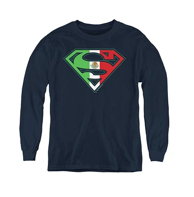 Superman Boys Youth Mexican Shield Long Sleeve Sweatshirts