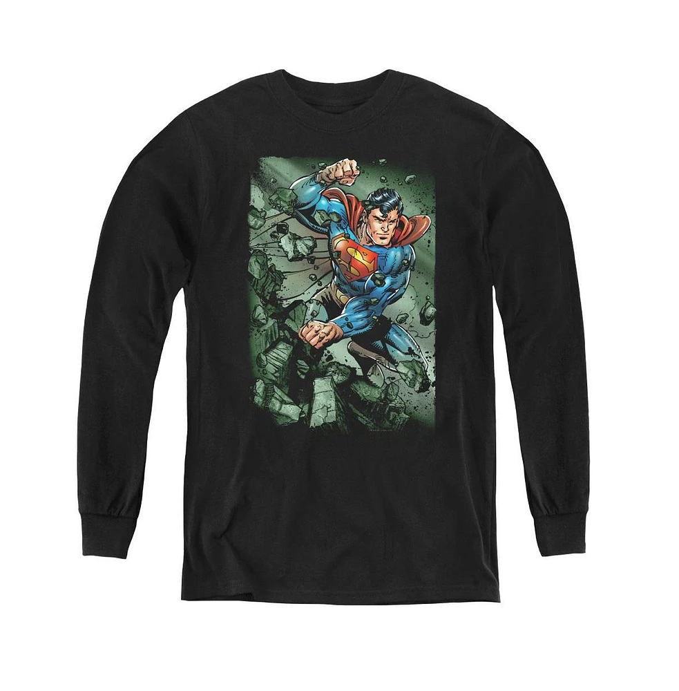 Superman Boys Youth Indestructible Long Sleeve Sweatshirts