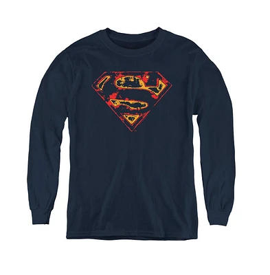 Superman Boys Youth Super Distressed Long Sleeve Sweatshirts