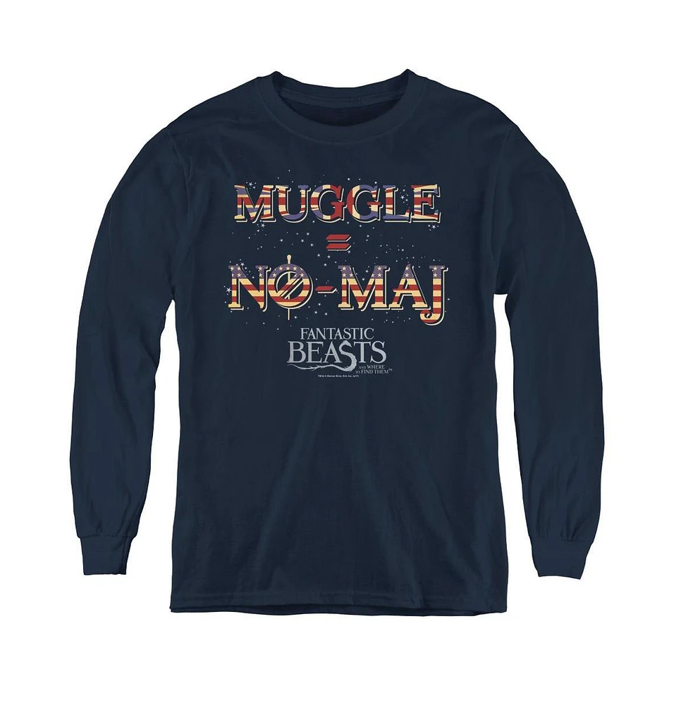 Fantastic Beasts Boys Youth Uk Us No Maj Long Sleeve Sweatshirts