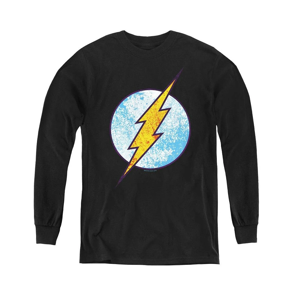 Flash Boys Dc Youth Comics Neon Distress Logo Long Sleeve Sweatshirts