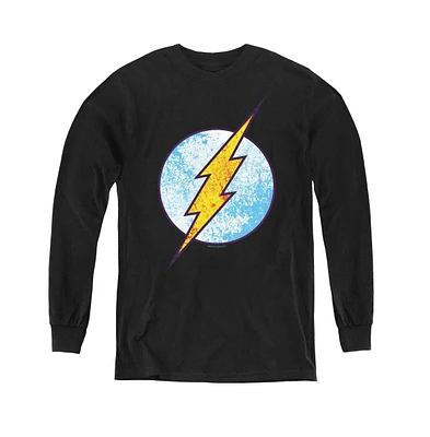 Flash Boys Dc Youth Comics Neon Distress Logo Long Sleeve Sweatshirts