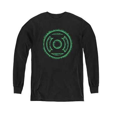 Green Lantern Boys Youth Flame Logo Long Sleeve Sweatshirts