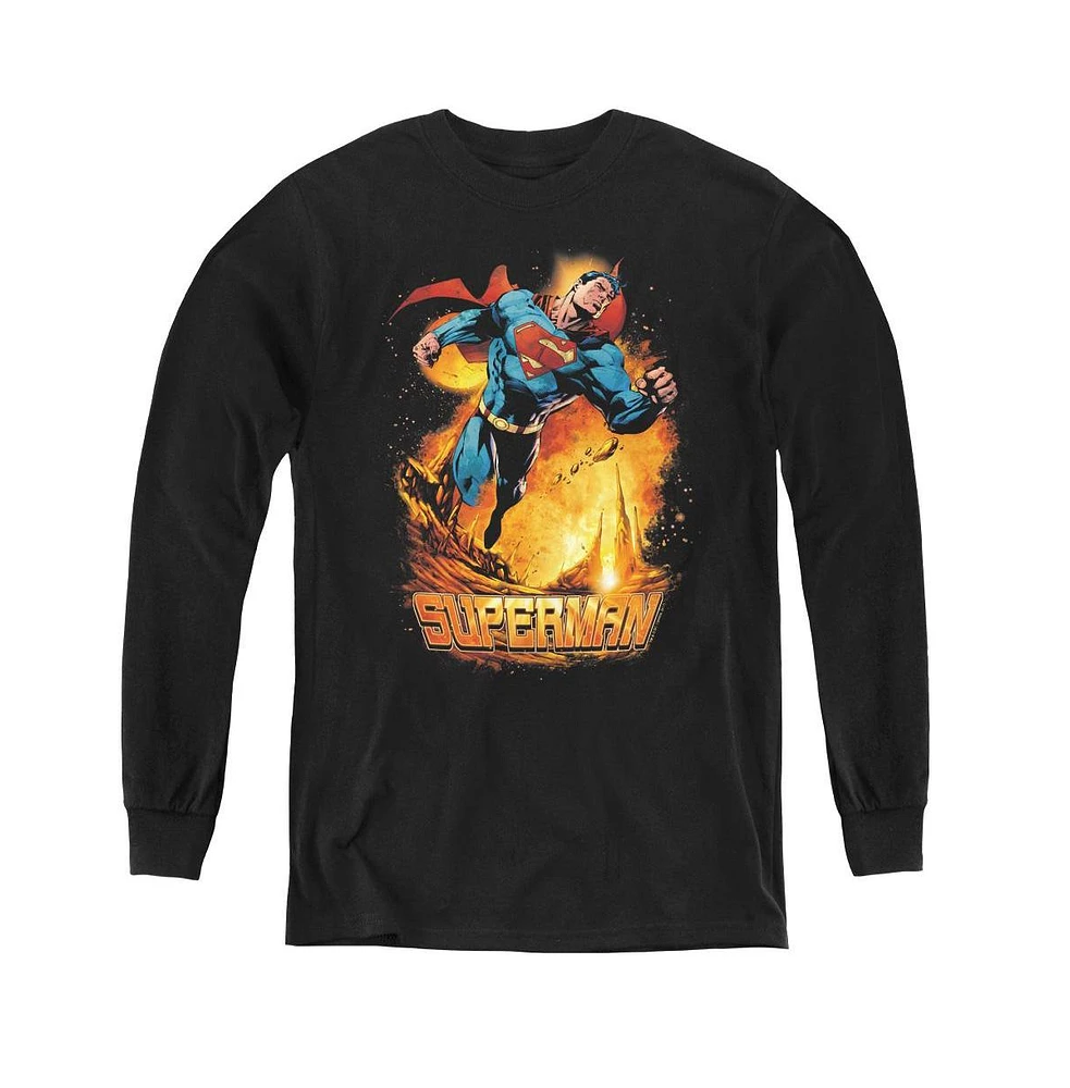 Superman Boys Youth Space Case Long Sleeve Sweatshirts