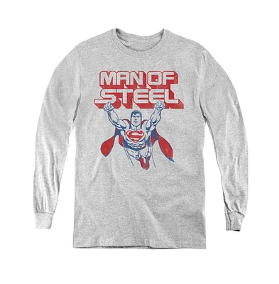 Superman Boys Youth Steel Retro Long Sleeve Sweatshirts