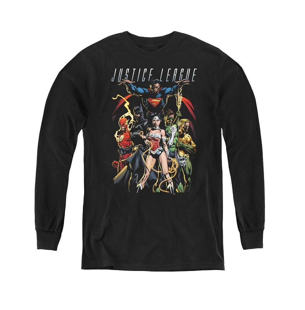 Justice League Boys of America Youth Dark Days Long Sleeve Sweatshirts