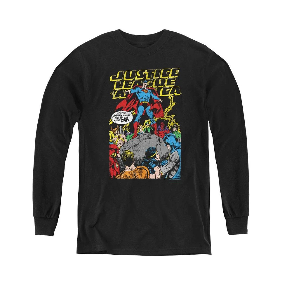 Justice League Boys of America Youth Ultimate Scarifice Long Sleeve Sweatshirts