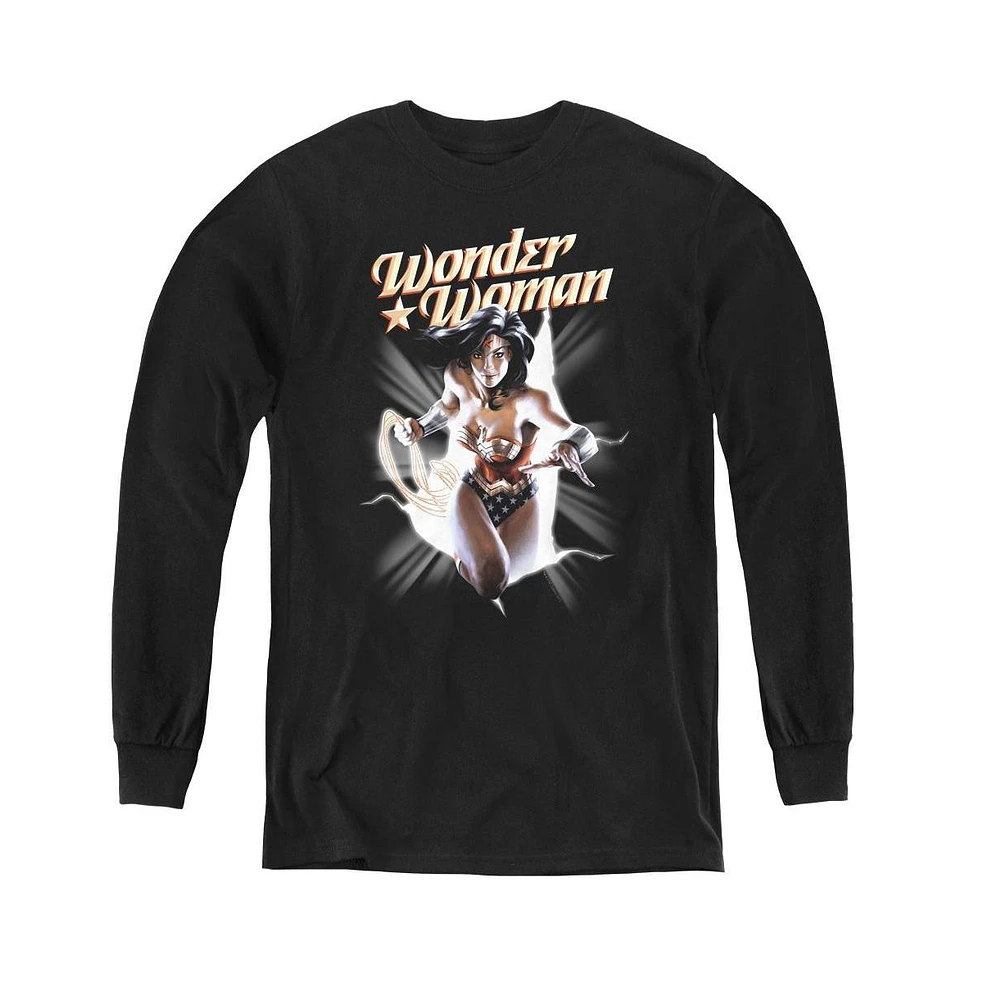 Justice League Boys of America Youth Wonder Woman Break Out Long Sleeve Sweatshirts