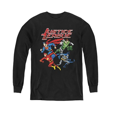 Justice League Boys of America Youth Pixel Long Sleeve Sweatshirts