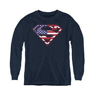 Superman Boys Youth U S Shield Long Sleeve Sweatshirts