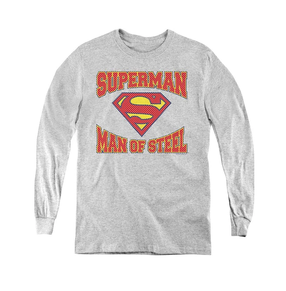 Superman Boys Youth Man Of Steel Jersey Long Sleeve Sweatshirts