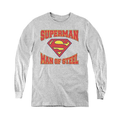 Superman Boys Youth Man Of Steel Jersey Long Sleeve Sweatshirts