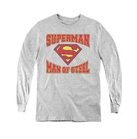 Superman Boys Youth Man Of Steel Jersey Long Sleeve Sweatshirts