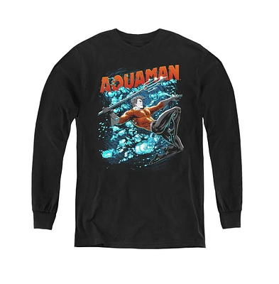Justice League Boys of America Youth Aquaman Bubbles Long Sleeve Sweatshirts