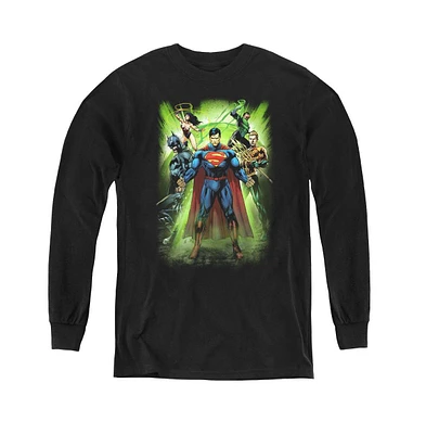 Justice League Boys of America Youth Power Burst Long Sleeve Sweatshirts