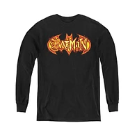 Batman Boys Youth Fiery Shield Long Sleeve Sweatshirts