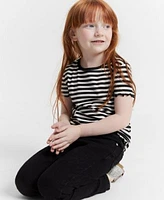 Epic Threads Girls Ribbed Knit Stripe T Shirt Tulipa Skinny Jeans Created For Macys