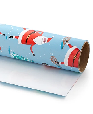 Holiday Lane Blue & Red Snowman Santa Wrapping Paper, Created for Macy's