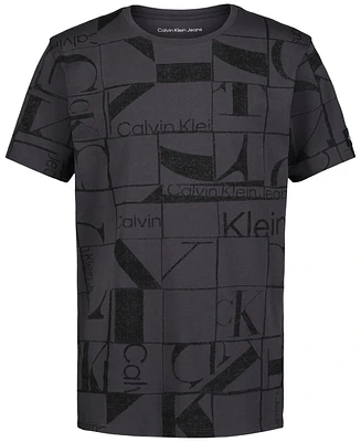 Calvin Klein Big Boys Square-Collage-Print Cotton Short-Sleeve T-Shirt