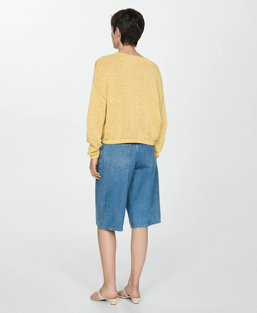 Mango Women's Fine-Knit V-Neck Sweater