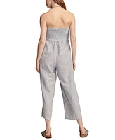 Lucky Brand Women's Striped Strapless Cotton-Linen Cropped Jumpsuit