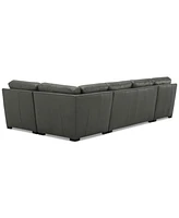 Radley 136" 4-Pc. Leather Square Corner Modular Chaise Sectional, Created for Macy's