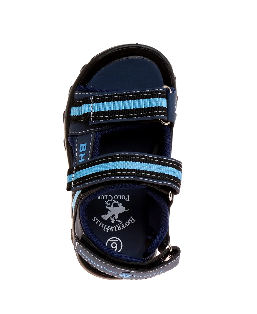 Beverly Hills Polo Club Little Kids Double Hook and Loop Sport Sandals