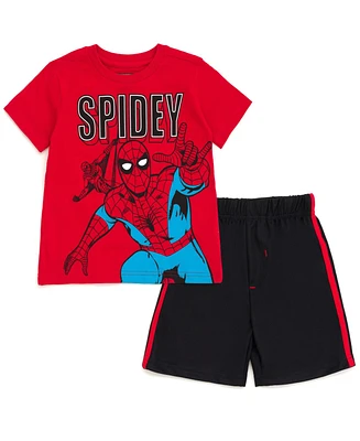 Marvel Toddler Boys Avengers Spider-Man T-Shirt and Mesh Shorts Outfit Set Spidey Red