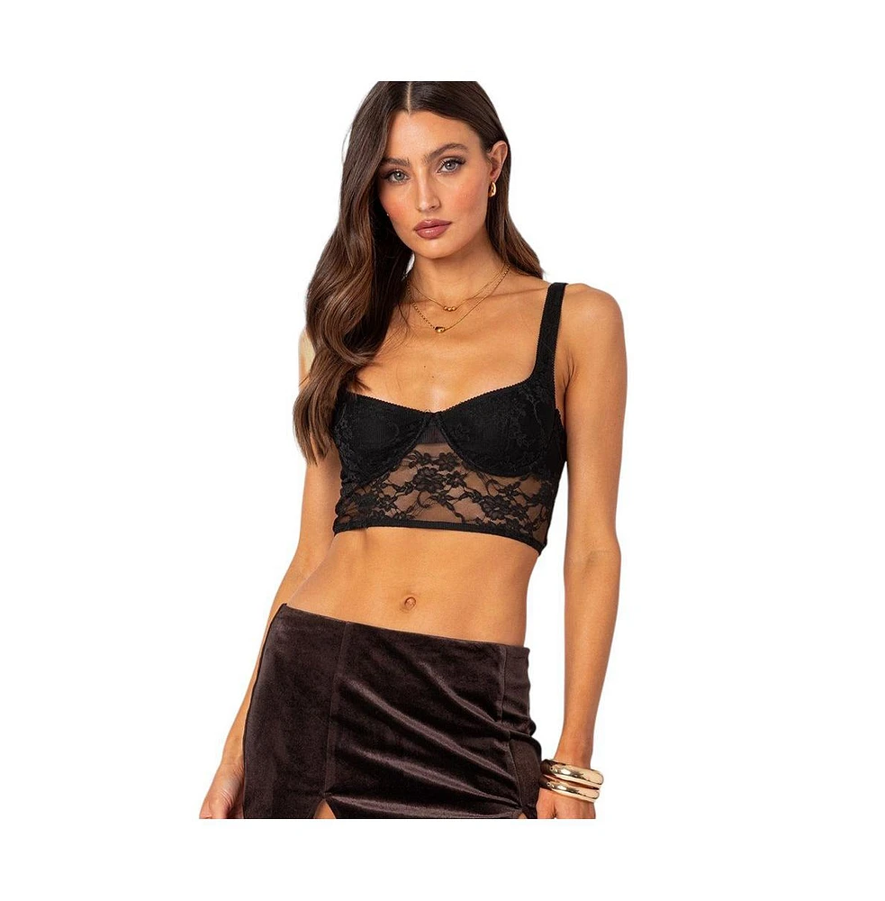 Edikted Women's Aspen Sheer Lace Bra Top