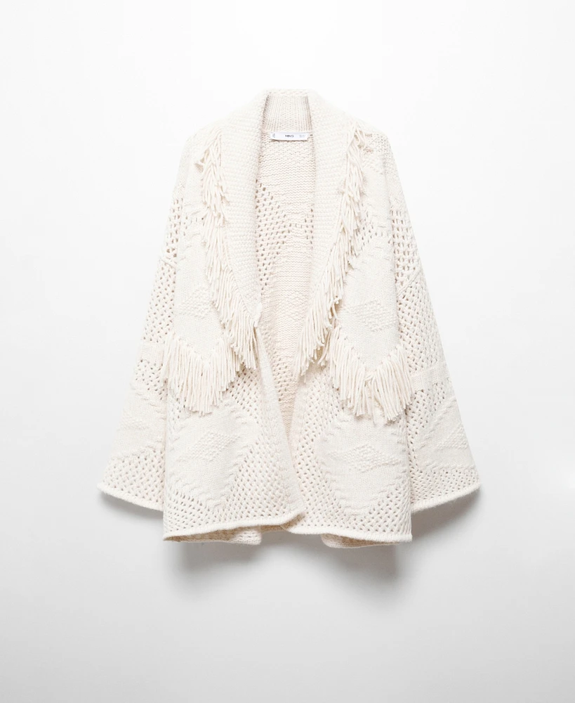 Mango Women's Fringed Knit Cardigan