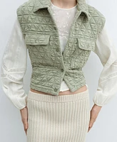 Mango Women's Buttons Detail Quilted Vest