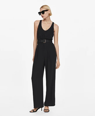 Mango Women's Belt Long Jumpsuit