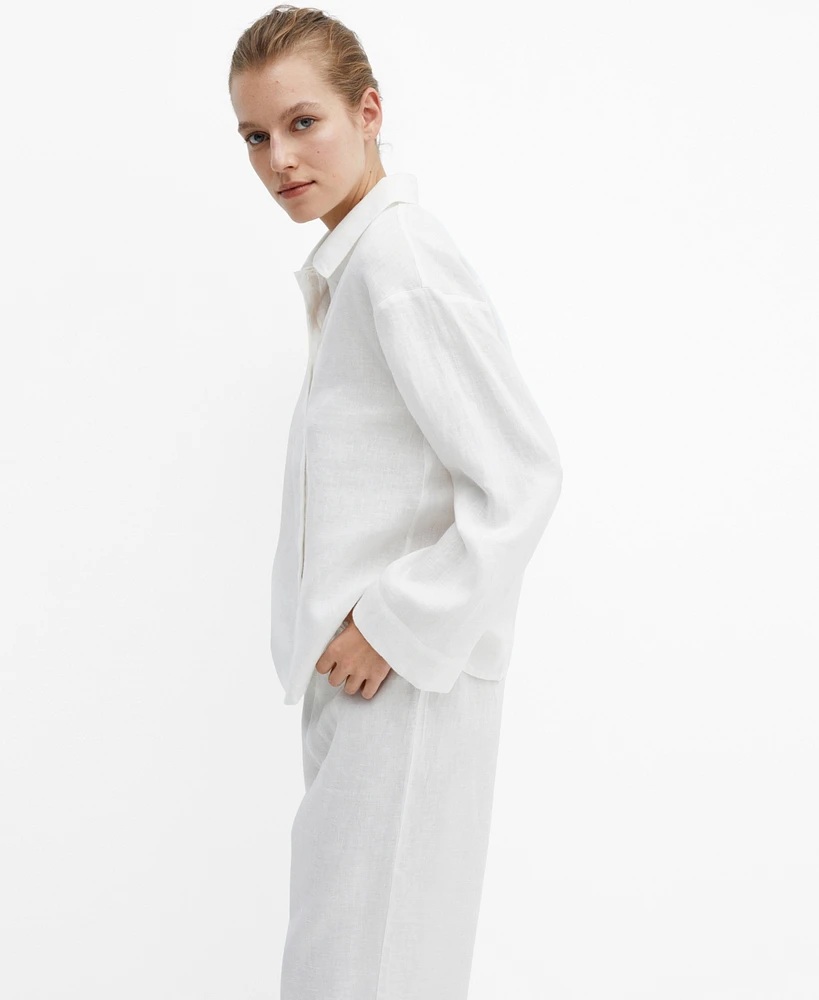 Mango Women's Linen Pajama Shirt