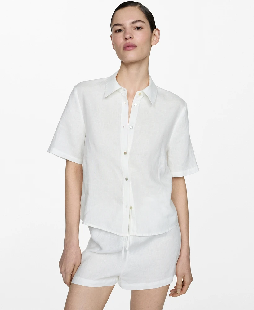 Mango Women's Linen Pajama Shirt