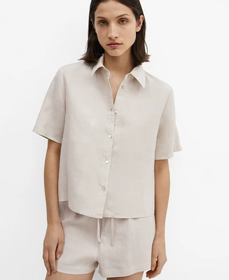 Mango Women's Linen Pajama Shirt