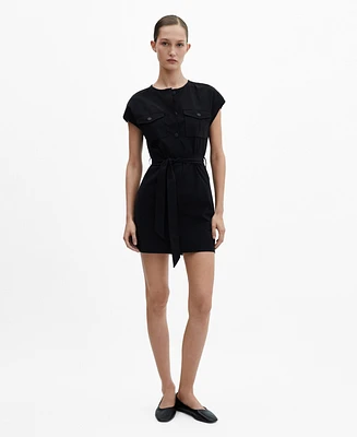 Mango Women's Pocket Detail Bow Dress