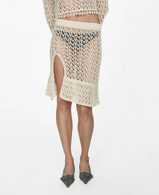 Mango Women's Opening Detail Crochet Skirt
