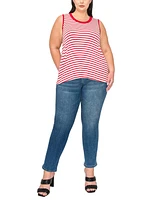 Coin 1804 Plus Yarn Dye Stripe Contrast Double Binding Swing Tank Top
