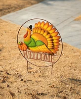 Glitzhome 30"H Thanksgiving Metal "Welcome" Turkey Yard Stake